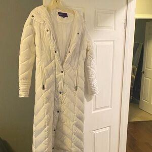 White Quilted Long Coat
